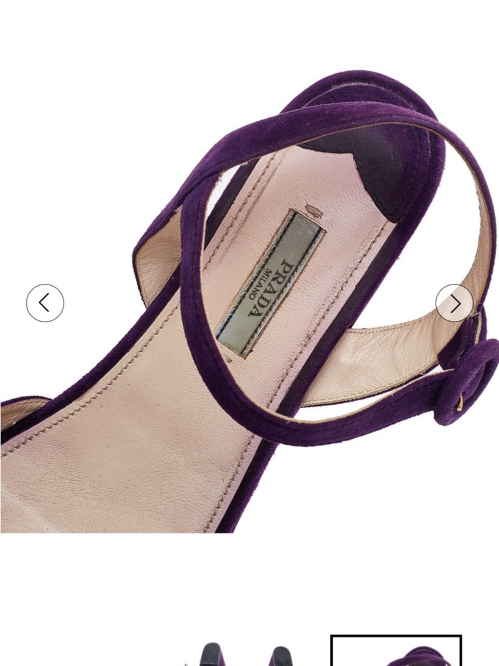 Prada Purple Suede Peep-Toe Ankle-Strap Heels - Picture 3 of 5